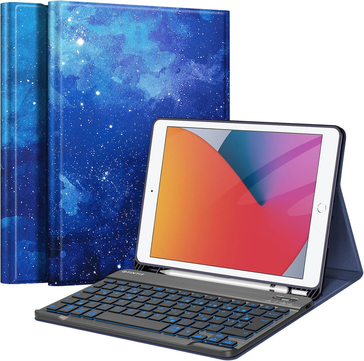 Fintie Hülle mit Tastatur für iPad 9. / 8. / 7. Generation (10.2 Zoll, 2021/2020/2019), Beleuchtete