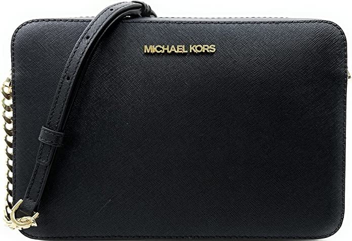 Michael Kors Damen Jet Set East West Crossbody Umhängetasche Schwarz/Gold, Schwarz/Gold