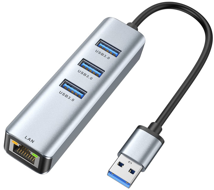 ABLEWE USB-auf-Ethernet-Adapter, 4-in-1 Aluminium USB Ethernet-Adapter mit RJ45 10/100/1000Mbps Giga