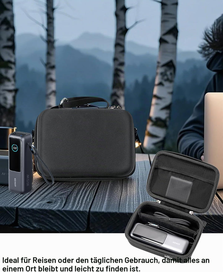 RAIACE Hartschalenetui für Reisen, kompatibel mit der Anker 25.000 mAh Powerbank, mit Netzfach für L