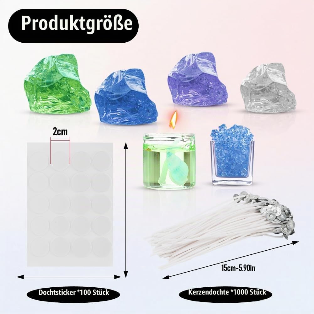 RANJIMA Gel Wachs Kerze Making Kit, Gelee Wachs DIY Kerze Machen Handgefertigte Material Crystal für
