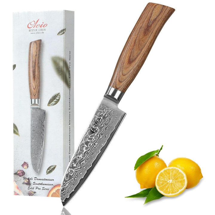 Wakoli EDIB Pro Damast Kleines Santokumesser 11,50 cm Klinge extrem scharf aus 67 Lagen mit VG10 Sta