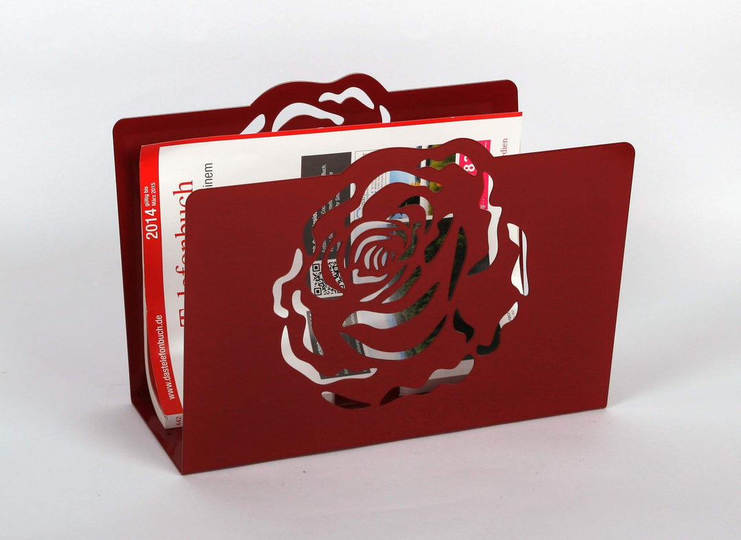 Zeitungsständer Rose, HxBxT: 23x32x12cm, rot/Made in Germany, Marke: Szagato (Zeitungshalter, Zeitsc