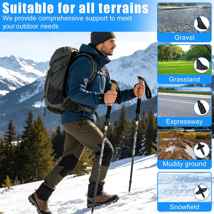 Wanderstöcke, Faltbar, Teleskopstöcke (110-130 cm), Ultraleichte Alu Trekkingstöcke oder Carbon, Wal