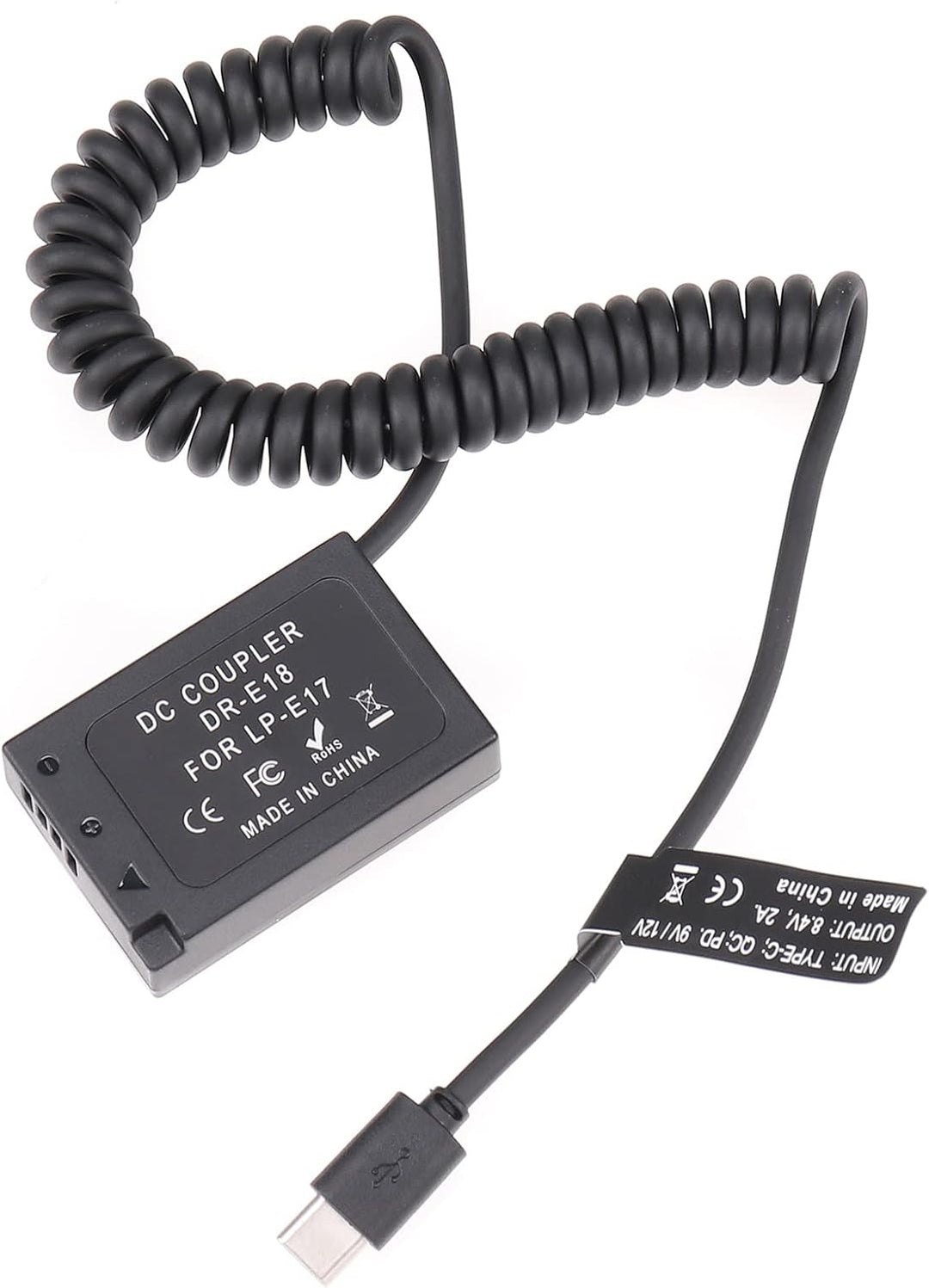 FOTGA USB-C Typ-C auf LP-E17 Federkabel DR-E18 Volldecodierungskabel für Canon EOS RP 77D 200D Mark