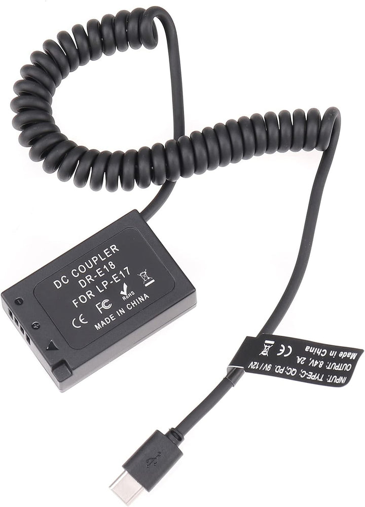 FOTGA USB-C Typ-C auf LP-E17 Federkabel DR-E18 Volldecodierungskabel für Canon EOS RP 77D 200D Mark