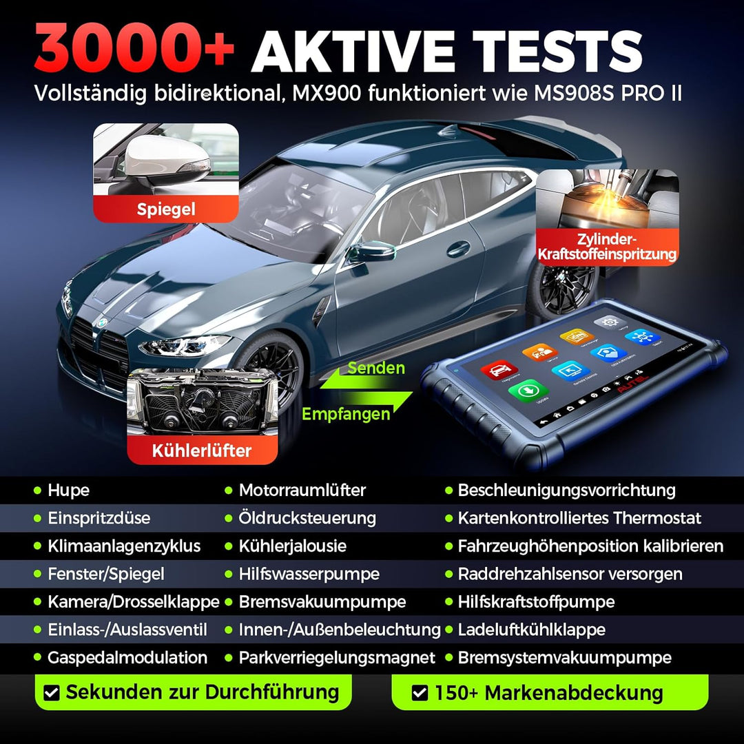 Autel MaxiCheck MX900 OBD2 Diagnosegerät Auto, 2025 Funktion wie MK900 MK900BT, Upgrade MaxiCOM MK80