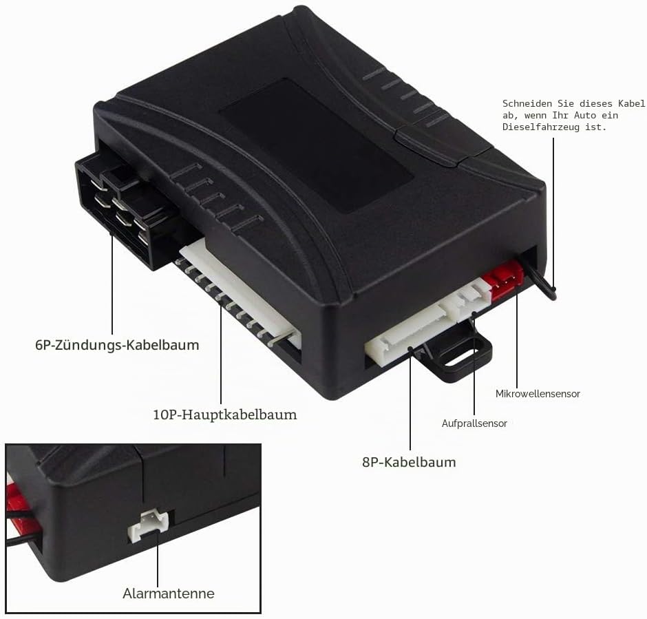 Easyguard EC202 2-Wege-Kfz-Alarmanlage mit LCD-Pager-Display, Remote-Motorstart und Mikrowellensenso