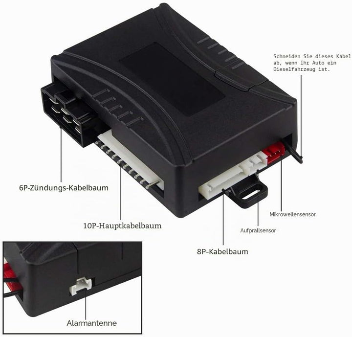 Easyguard EC202 2-Wege-Kfz-Alarmanlage mit LCD-Pager-Display, Remote-Motorstart und Mikrowellensenso