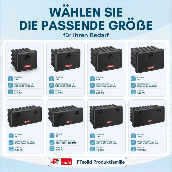 FTsolid Unterbaubox Staukasten Anhängerkiste Gurtkiste Staubox Unterflurbox Werkzeugkiste (400x350x3