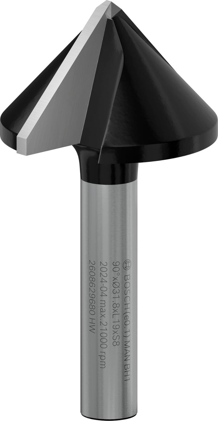 Bosch 1x PRO V-Nutfräser (für Weichholz, Hartholz, Ø 31,8 mm, Professional Zubehör Handfräse, Trim R