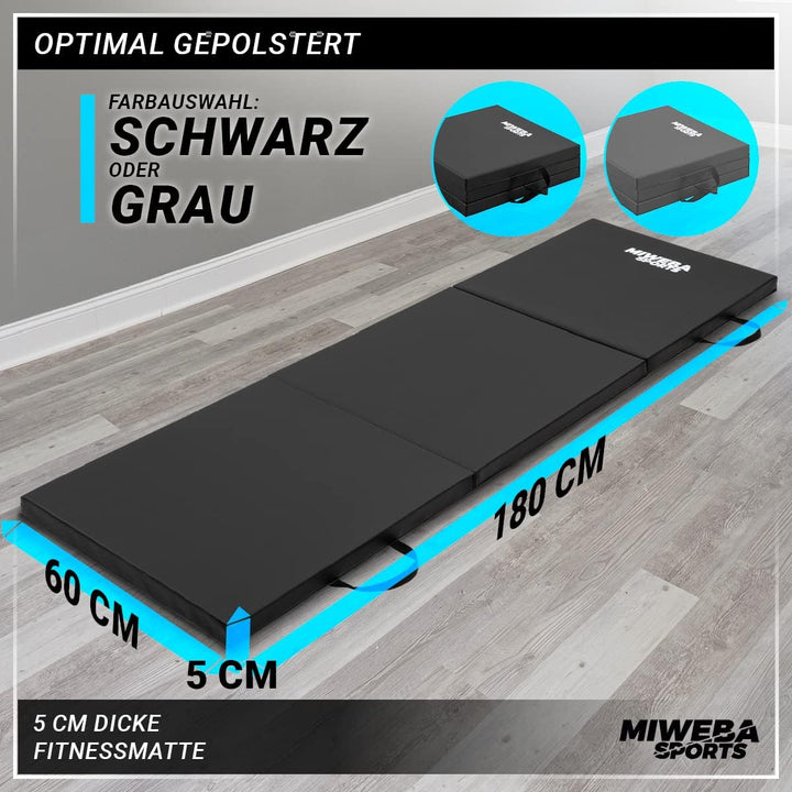 Miweba Sports Gymnastikmatte GM100 | 180x60x5 cm - Yoga Matte - Yogamatte - Sportmatte - Fitnessmatt