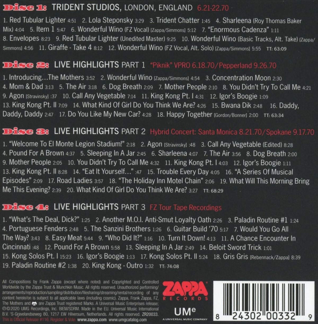 The Mothers 1970 (4 CD), Audio-CD