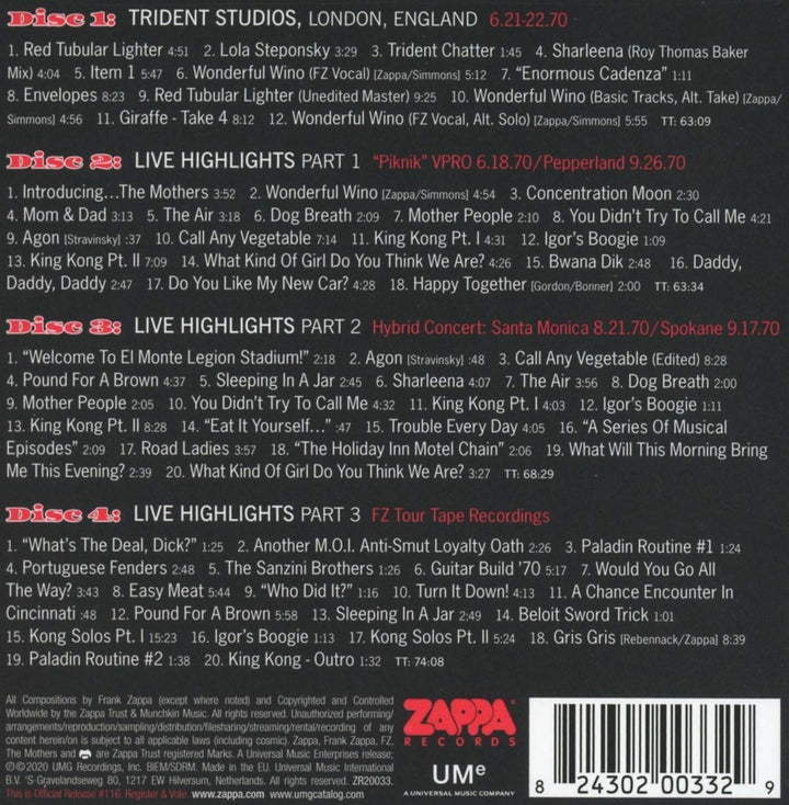 The Mothers 1970 (4 CD), Audio-CD
