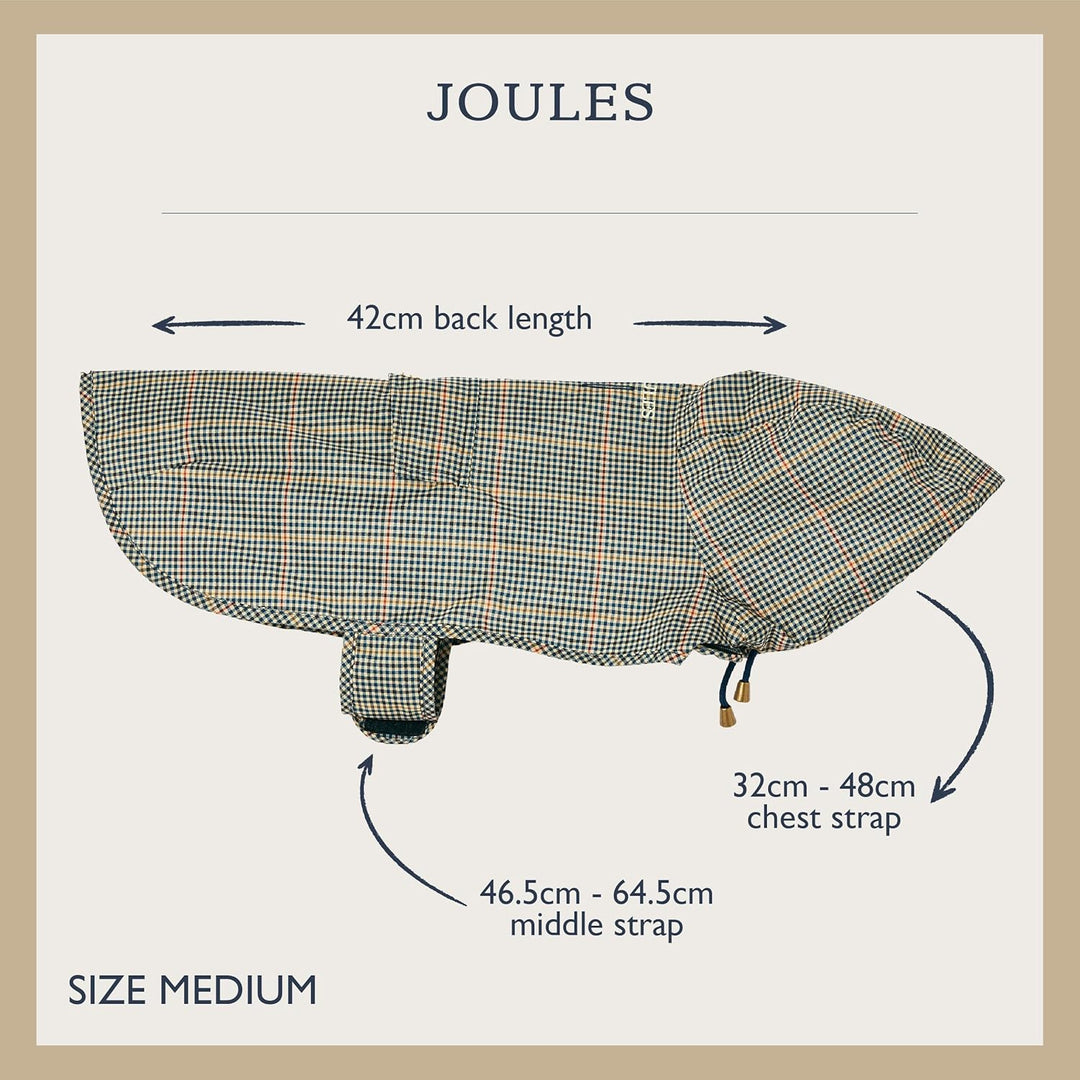 Rosewood x Joules Henson Check Packaway Jacke für Hunde, Grösse M, waschbar, leicht und tragbar, was