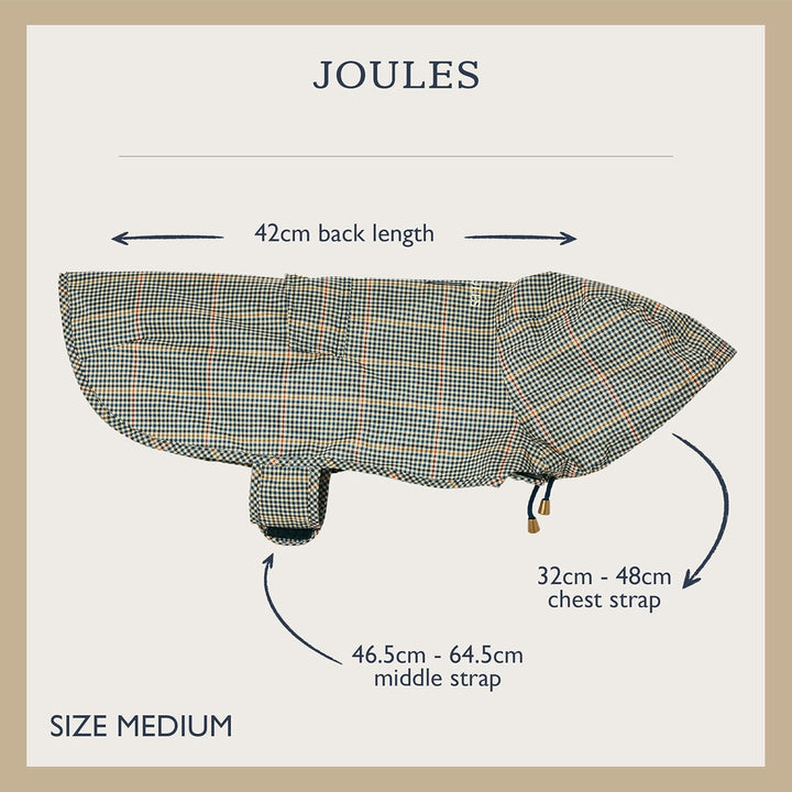 Rosewood x Joules Henson Check Packaway Jacke für Hunde, Grösse M, waschbar, leicht und tragbar, was