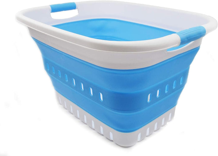 SAMMART 36L Collapsible Plastic Laundry Basket - Foldable Pop Up Storage Container/Organizer - Porta