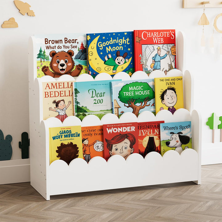 SpaceAid 3-stöckiges Bücherregal, Montessori-Bücherregal für Kleinkinder, Präsentationsmöbel für Kin