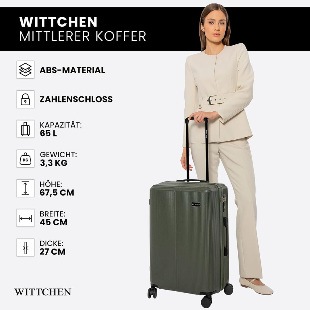 WITTCHEN Stripes Line Mittelgrosser Koffer 67,5 x 45 x 27 cm (L) | Hartschale Reisekoffer ABS, 65 l,
