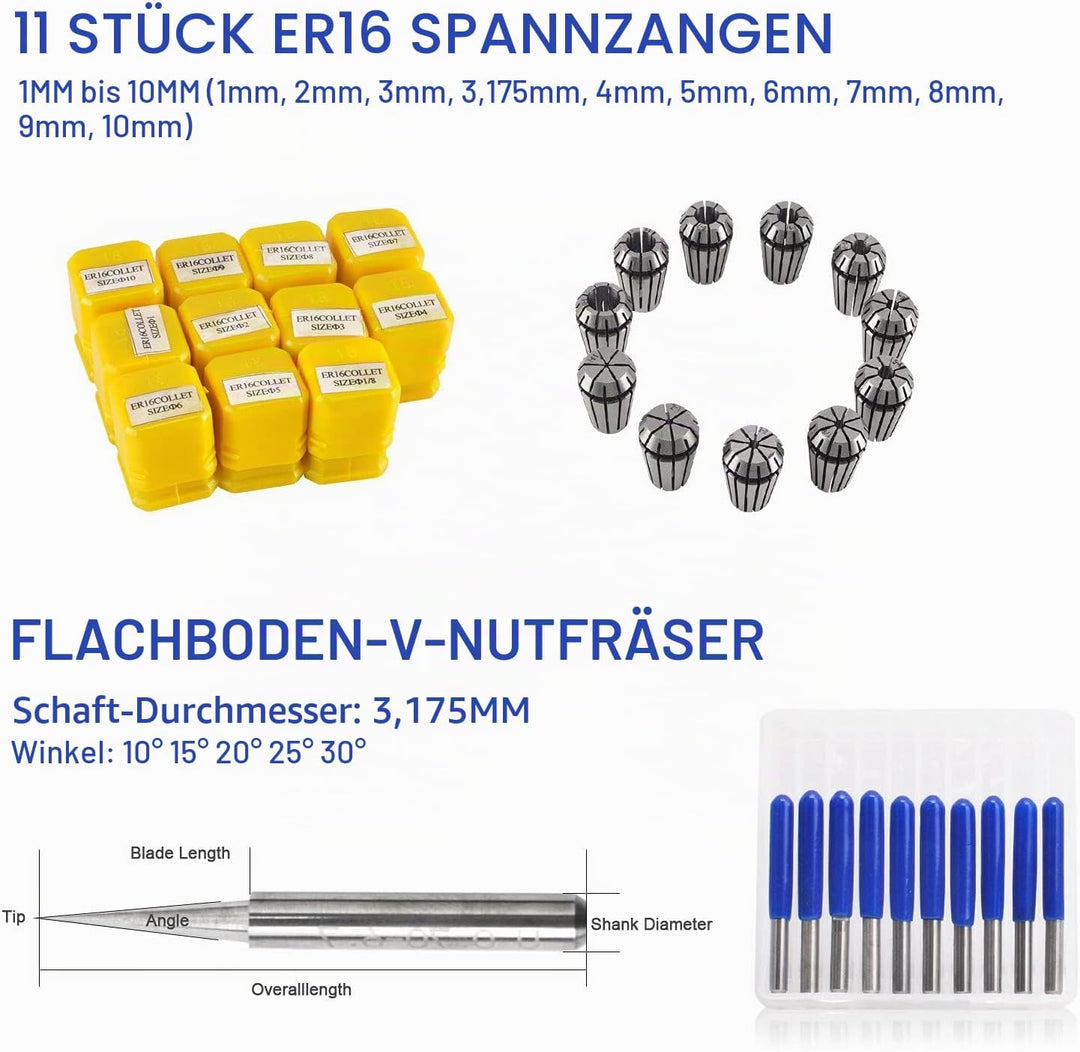 Daedalus CNC Bürstenloser Spindelmotor Kit, 400w, ER16, 48V DC, 12000RPM ER16 400w Er16 Kit, ER16 40