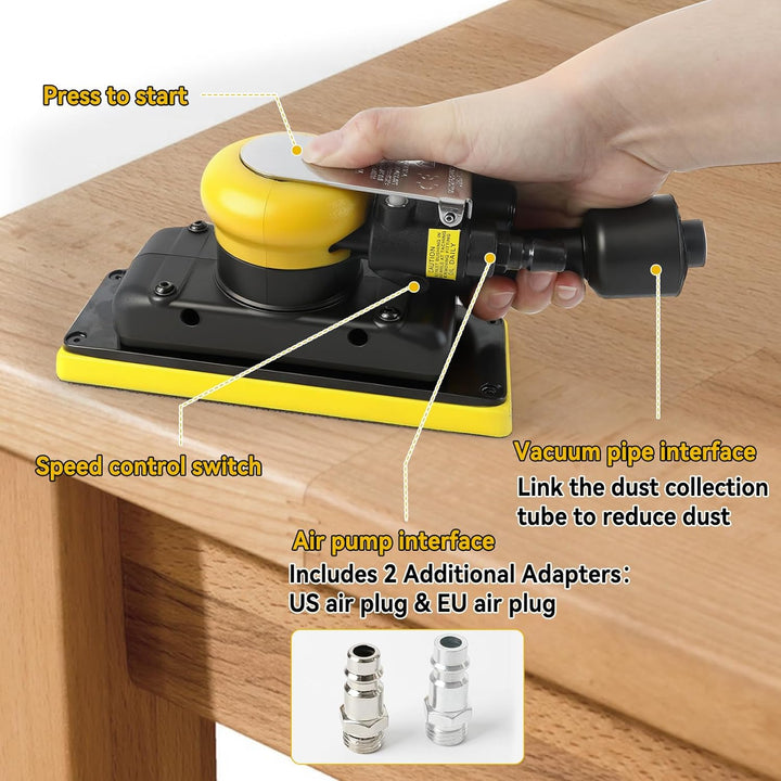 Exzenterschleifer Pneumatische Poliermaschine Set, 10000RPM Pneumatischer Handschleifer 7x20cm Staub