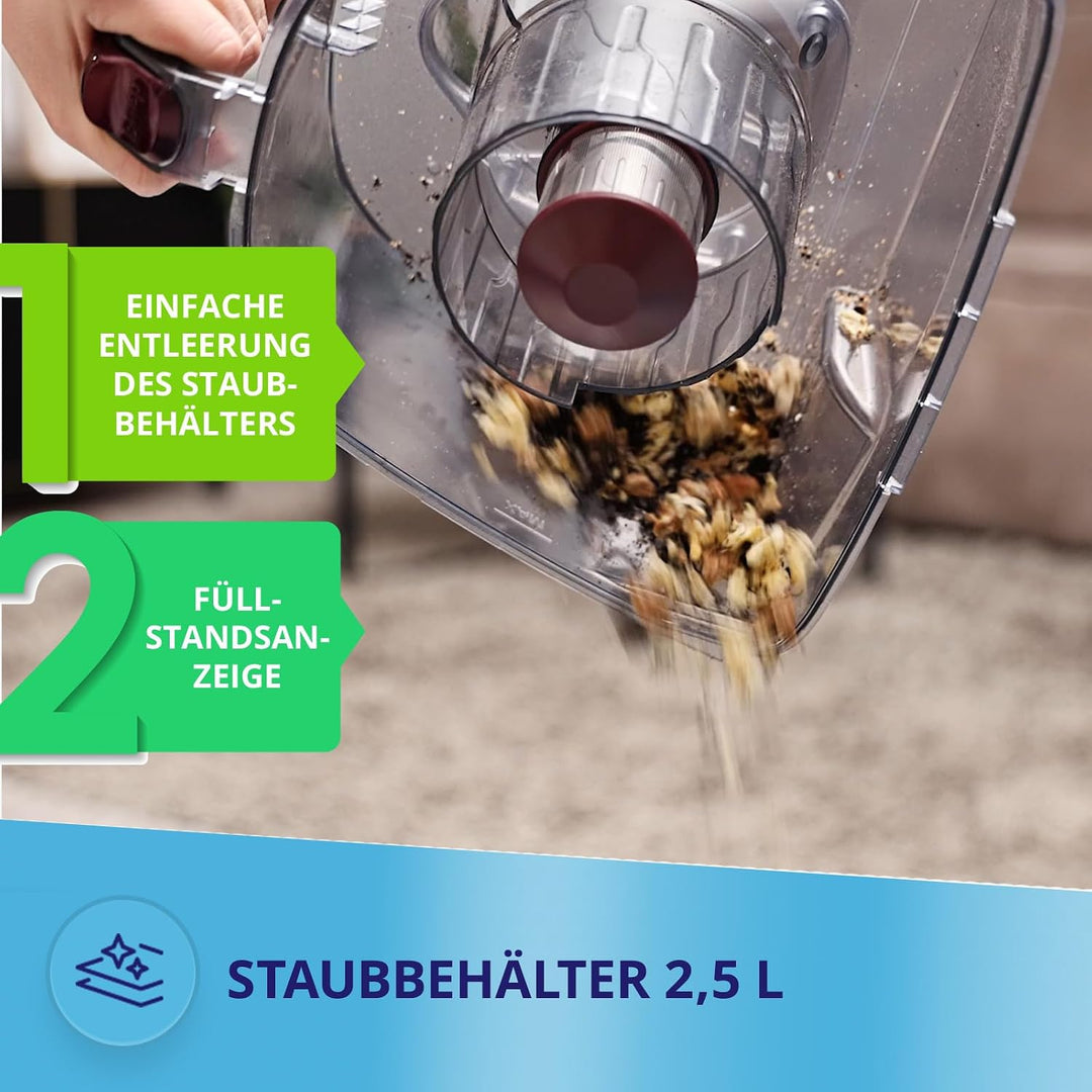 MPM – Beutelloser Staubsauger – 2,5-Liter-Behälter – HEPA-Filter – mit Aufsätzen/Zubehör und Telesko