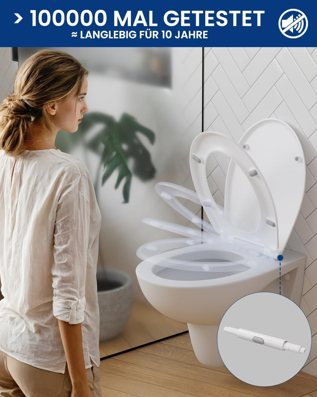 CECIPA Toilettendeckel mit Absenkautomatik, Oval Klodeckel, Duroplast-Toilettensitz inkl. Installati