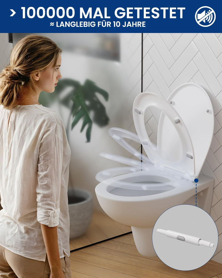 CECIPA Toilettendeckel mit Absenkautomatik, Oval Klodeckel, Duroplast-Toilettensitz inkl. Installati