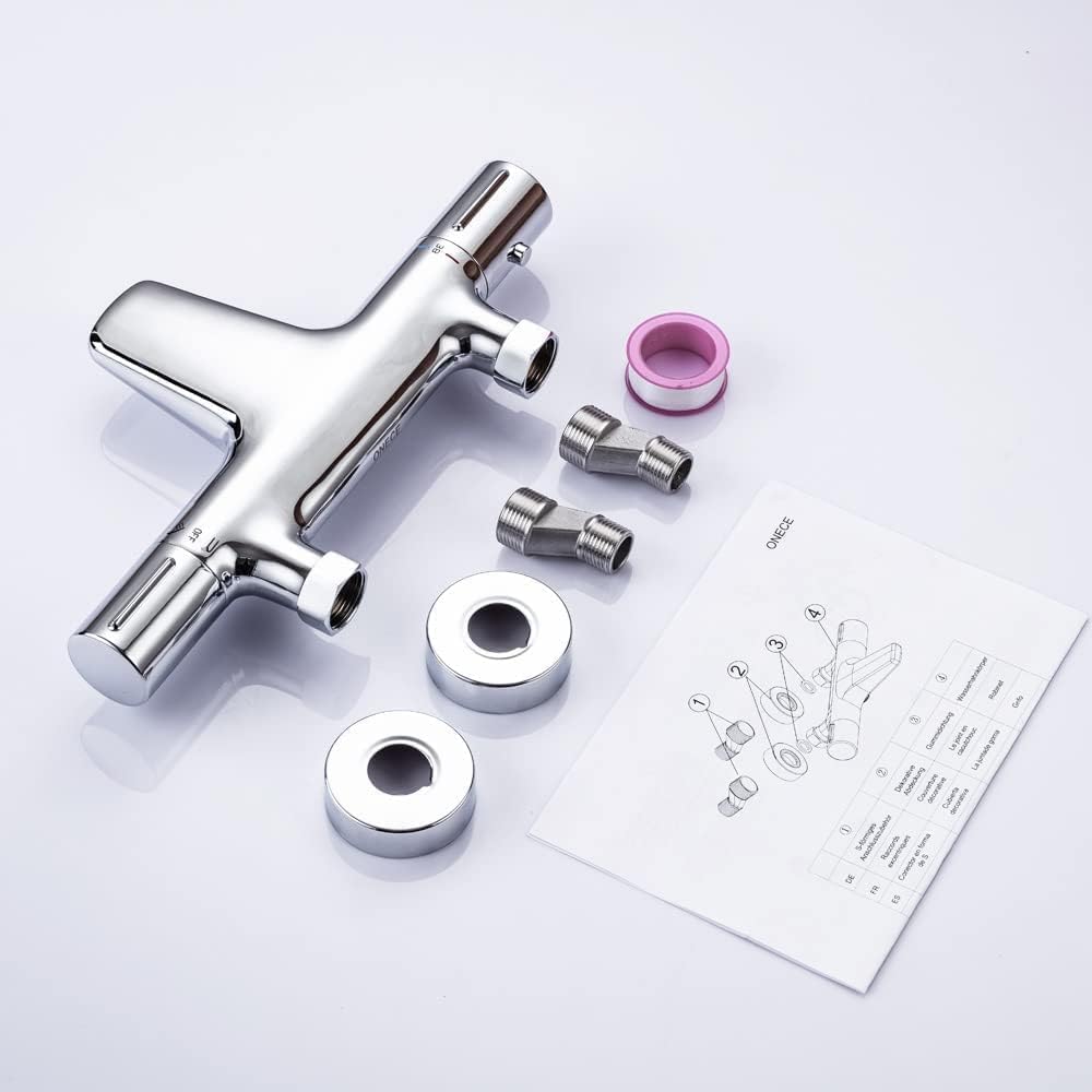 ONECE Thermostat Duscharmatur für Badewanne und Dusche, Badewannenarmatur mit Wasserfall Auslauf, Th