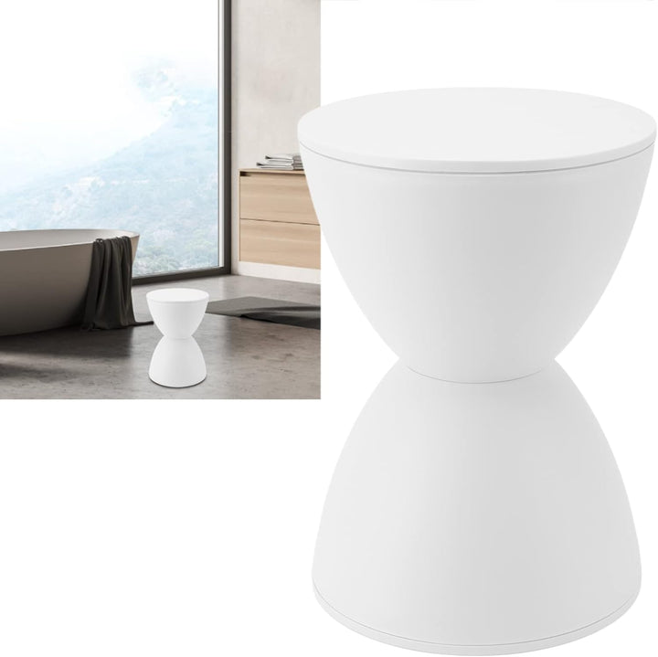 Badezimmer Hocker Kunststoff Sanduhrförmig Weiss Rund Moderner Beistelltisch für Wohnzimmer Umkleide