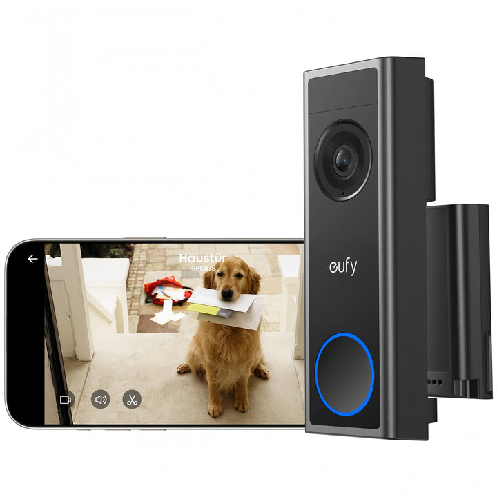 eufy Video Türklingel mit Kamera C31, 2K FHD, Nachtsicht, Schnellwechsel-Akku/Kabel, Leichte Montage