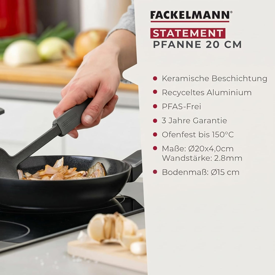 Fackelmann Pfanne 20cm Statement – Keramik beschichtete Pfanne - Recyceltes Aluminium mit Antihaft-B