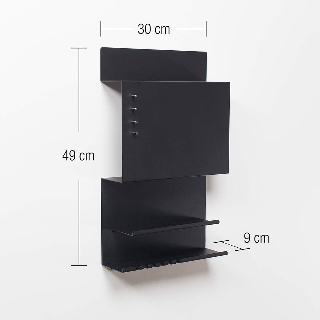 byde Wandorganizer Hepe aus Stahlstruktur. 30 x 9 x 49 cm 3-in-1 Wandregal mit Magnettafel und Magne