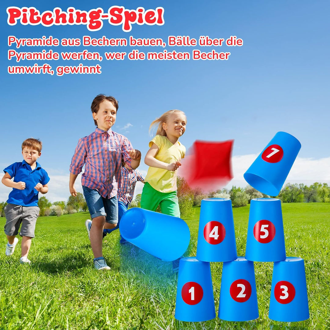 Harrycle 54 Stück Wurfspiel 3 in 1 Set Kinder Ringwurfspiel für Party Erhalten 20 Sport Stapelbecher