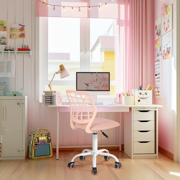 FurnitureR Home Office Stuhl, ergonomischer höhenverstellbarer Drehstuhl mit Rollen, moderner Comput
