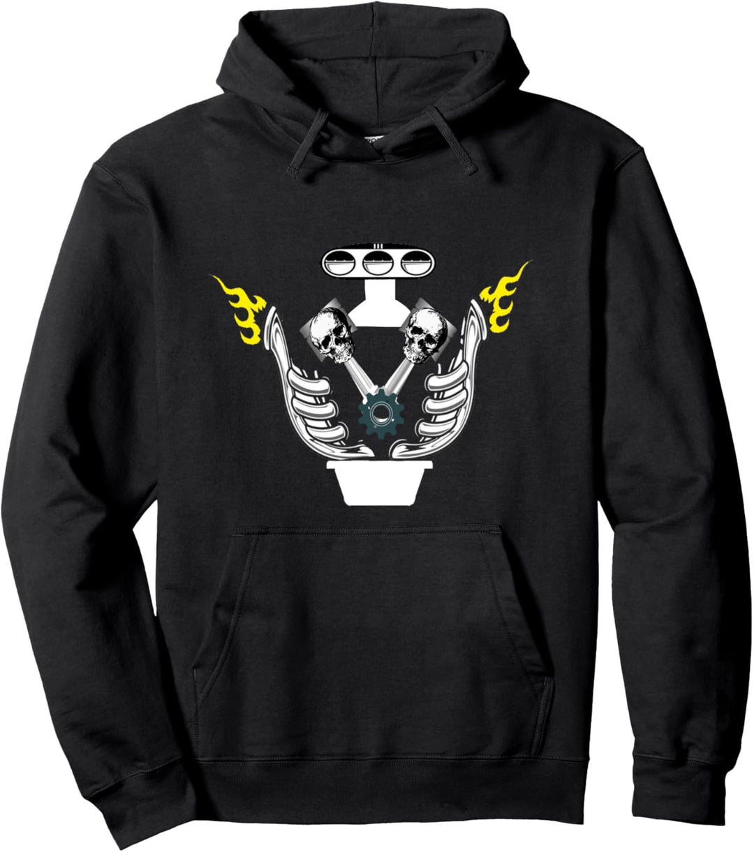 Lustiger Automotor-Schädelkolbenkopf Pullover Hoodie