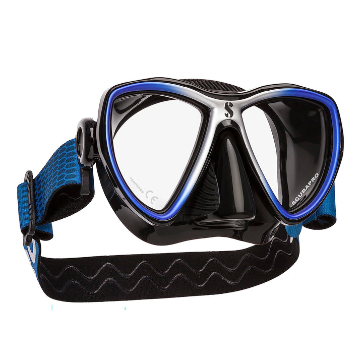 SCUBAPRO Synergy Mini Tauch- und Schnorchelmaske für schmale Gesichter schwarz/blau/silber, schwarz/
