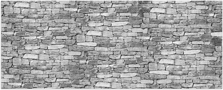 wandmotiv24 Leinwandbild Natursteinmauer Grau 100x40cm (BxH) Bilder auf Leinwand, Dekoration Wohnung