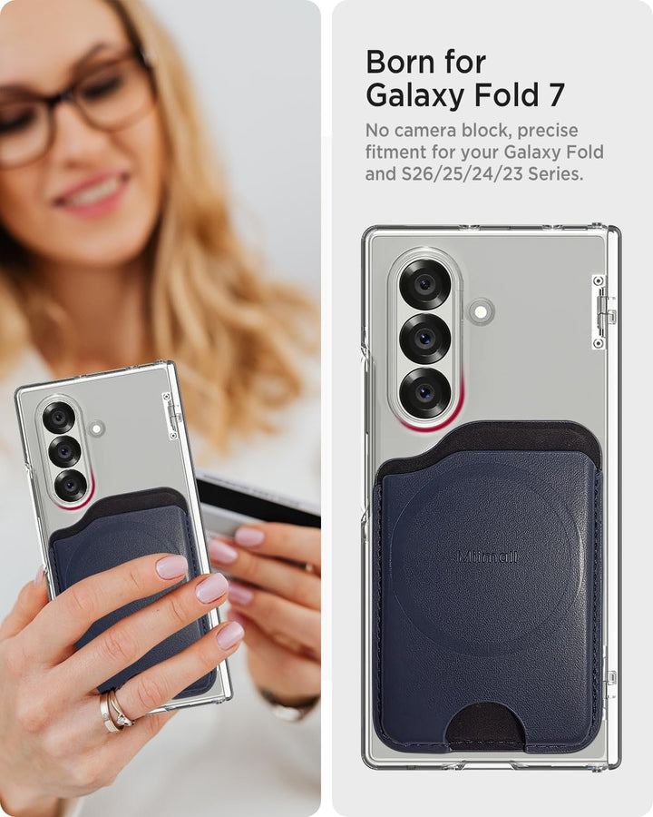 Miimall Kompatibel mit Samsung Galaxy Z Fold 7 Magnet Wallet, [Haltet 2-3 Karten] Dünn Leder Kartenh