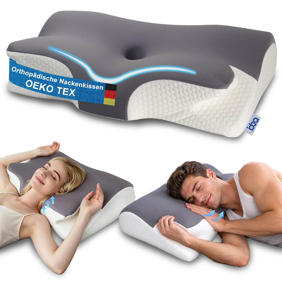 Nackenkissen Kopfkissen Nackenschmerzen, Ergonomisches Memory Foam Nackenstützkissen, Orthopädische