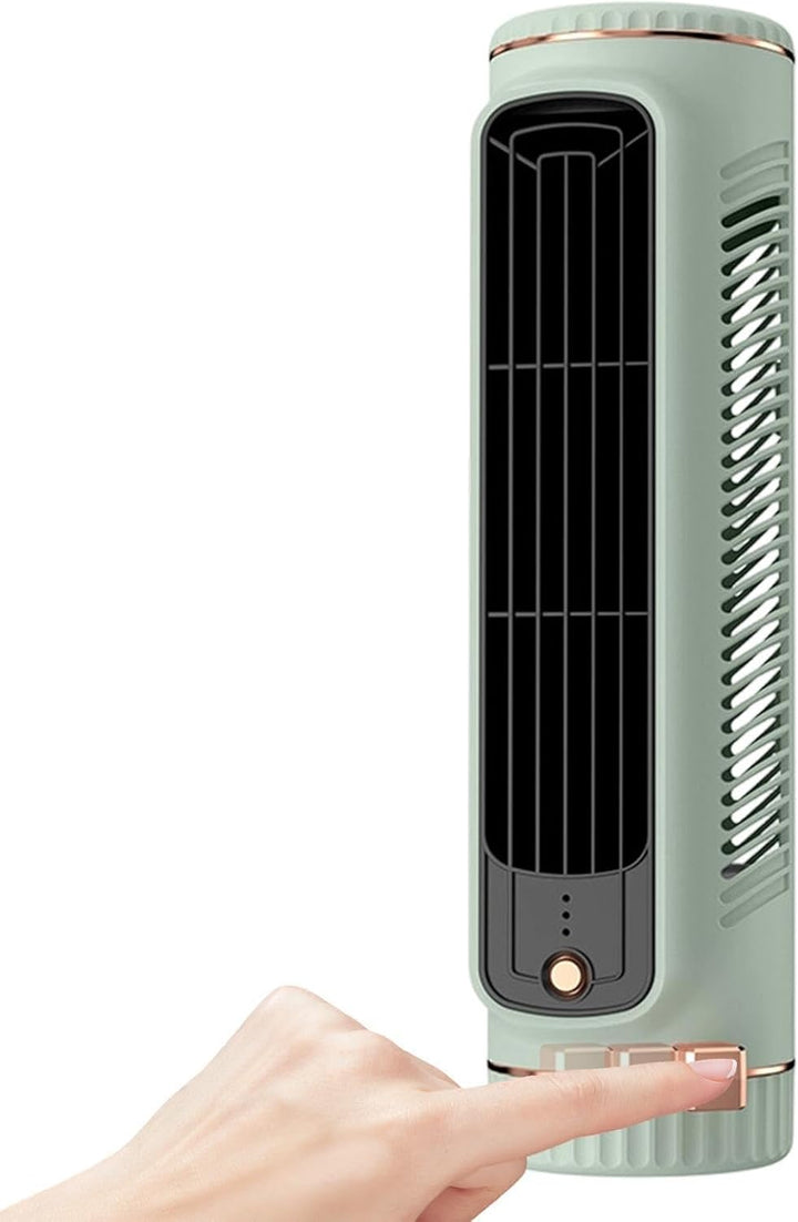 Schreibtisch-Turm-Ventilator, wiederaufladbar, tragbar, blattlos, 3 Geschwindigkeiten, kühlt wie Kli