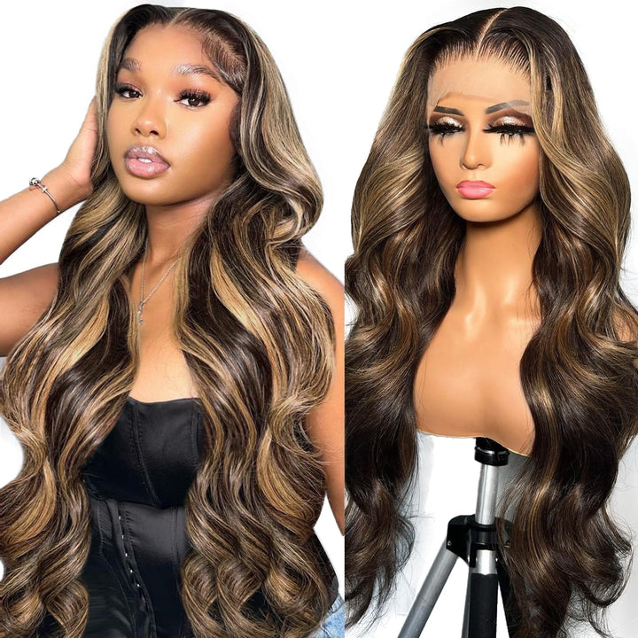 Highlight 2/27, 13 x 4 Spitzenfront, Echthaar, Echthaar, brasilianisches Haar, 150 % Dichte, Highlig