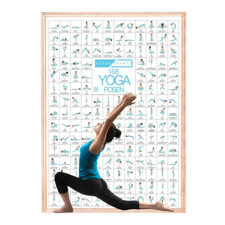 CLEAN SPORTS Yoga Poster DIN A1 mit 168 Asanas und Hatha Posen • Praktisches Asanas Plakat für Übung