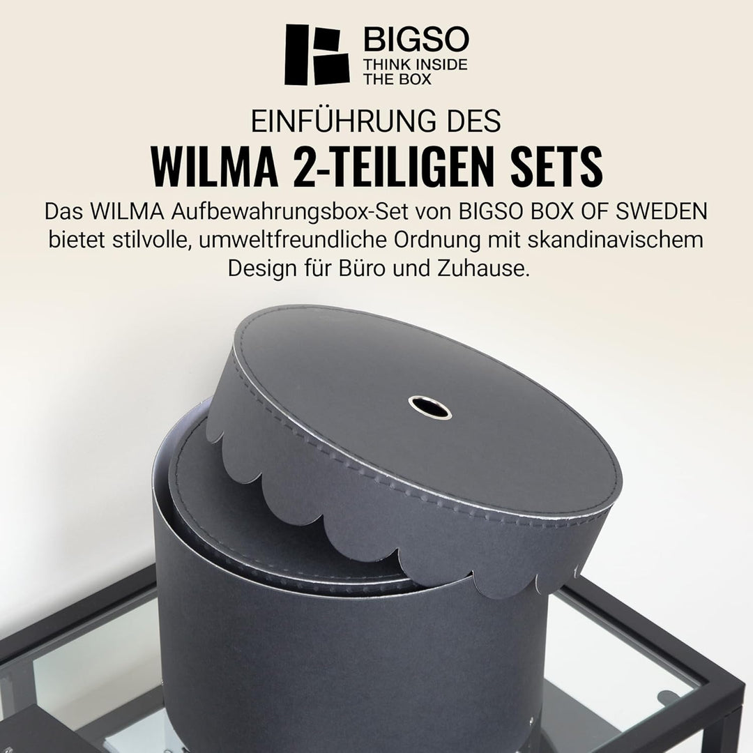 BIGSO WILMA 2er-Set runde Aufbewahrungsbox mit Deckel – Ordnungsbox mit Deckel für Kleidung, Spielze