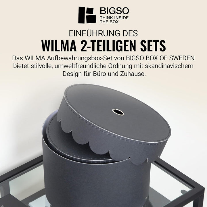 BIGSO WILMA 2er-Set runde Aufbewahrungsbox mit Deckel – Ordnungsbox mit Deckel für Kleidung, Spielze