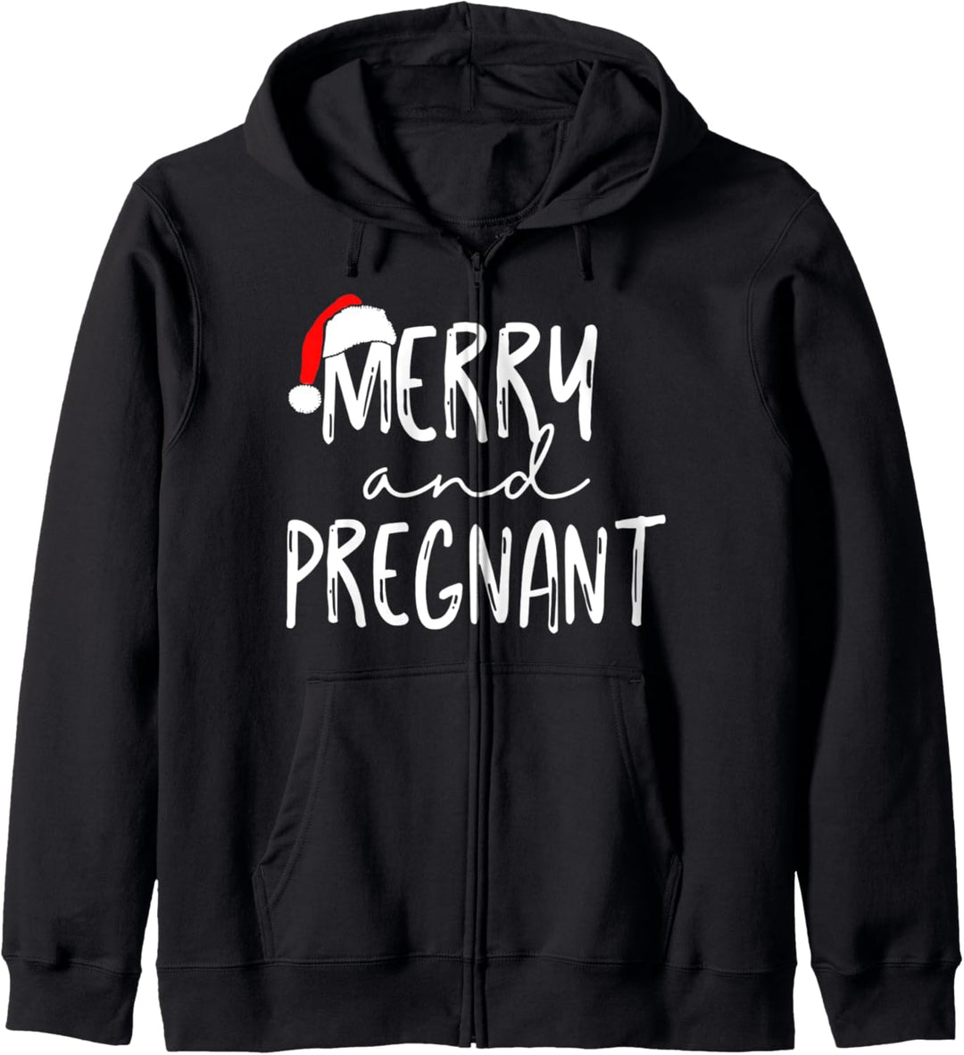 Merry and Pregnant Santa Hat Xmas Pregnancy Ankündigung Kapuzenjacke