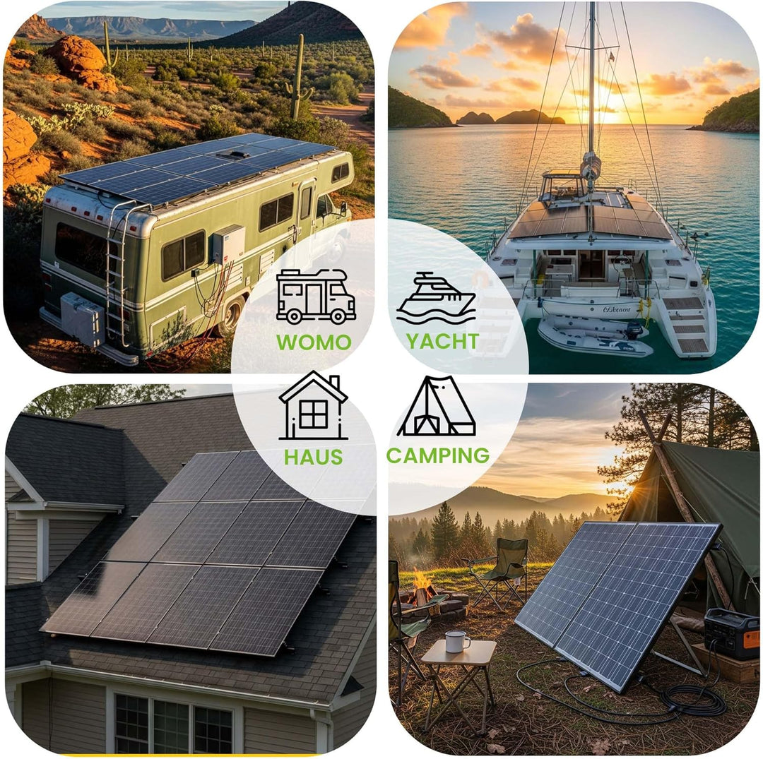 Offgridtec 200W Garten-Solaranlage mit 12V AGM Akku und 500W Wechselrichter, 200W