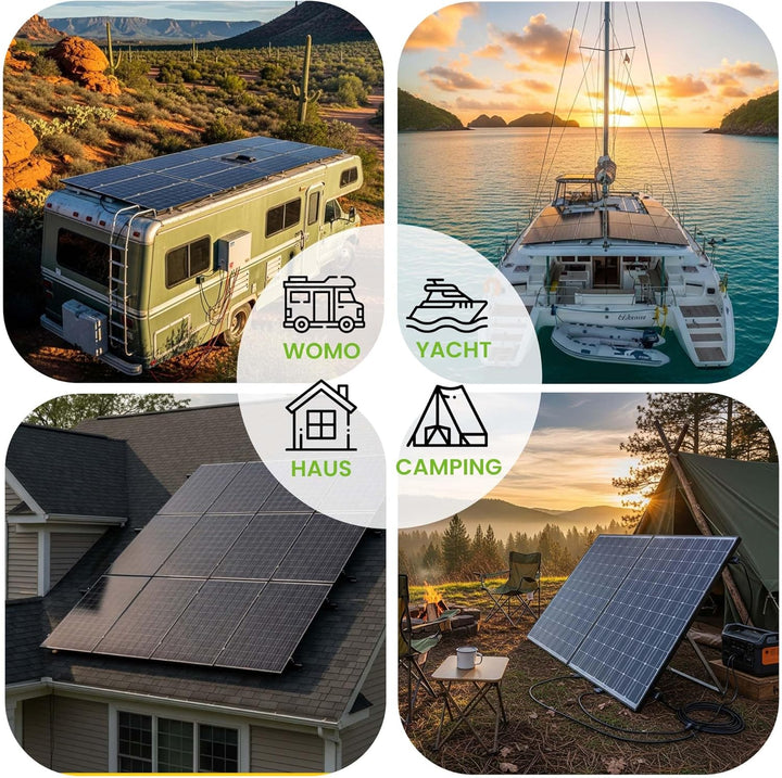 Offgridtec 200W Garten-Solaranlage mit 12V AGM Akku und 500W Wechselrichter, 200W