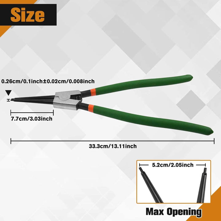 Sicherungsringzange, 13 Zoll (33 cm) – gerade Backen mit geschmiedetem Ende 2,6 mm – robuste Federza