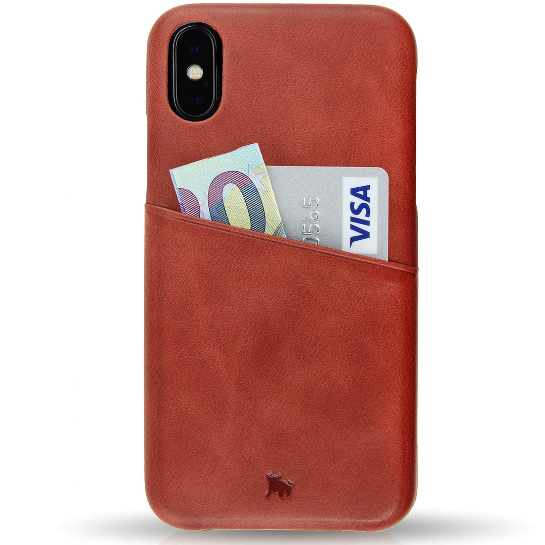BULLAZO Menor Urban, Edle Hülle aus Leder mit Kartenfach, Kompatibel mit iPhone X 10 XS 10S, Koralle